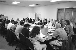 Bargaining team members siting around a conference table