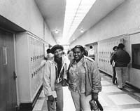 two students in the hall way